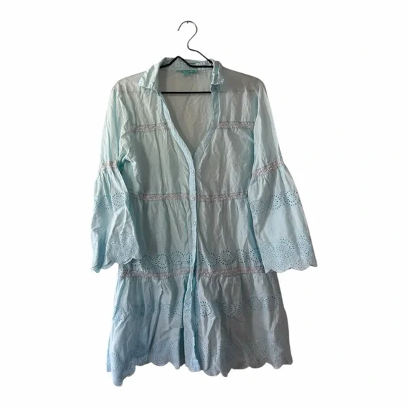 Melissa Odabash Becky Sky Blue Shirt Dress Mini Length Women’s Size Medium - Picture 12 of 12